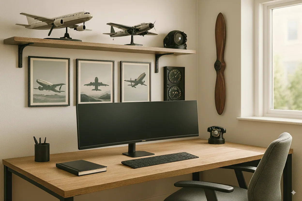 Professional office space with agentic AI copilot for flight planning